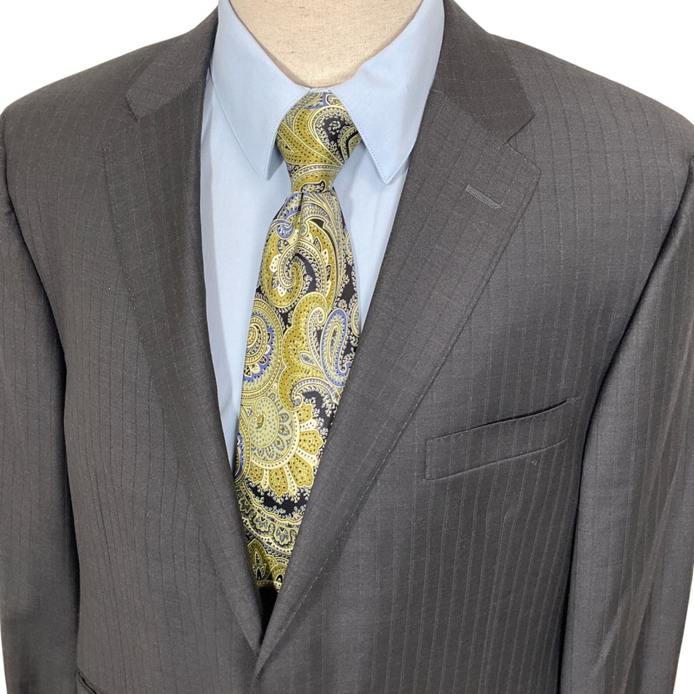 Hickey Freeman Blazer 46R Mens Charcoal Pinstripe Loro Piana Super 150s Wool